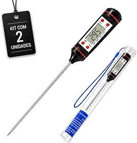Kit 2 Termômetro Digital Culinário Resistente com Display de Fácil Leitura Suporta Temperaturas de até 300°C Medição Precisa para Alimentos Churrasco Líquidos Forno Carnes Cozinha - Premium