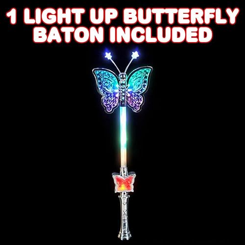 Miniatura 2 de ArtCreativity Bastón de mariposa giratorio multicolor con mango LED, varita de mariposa iluminada de 16 pulgadas para niños, divertido accesorio de