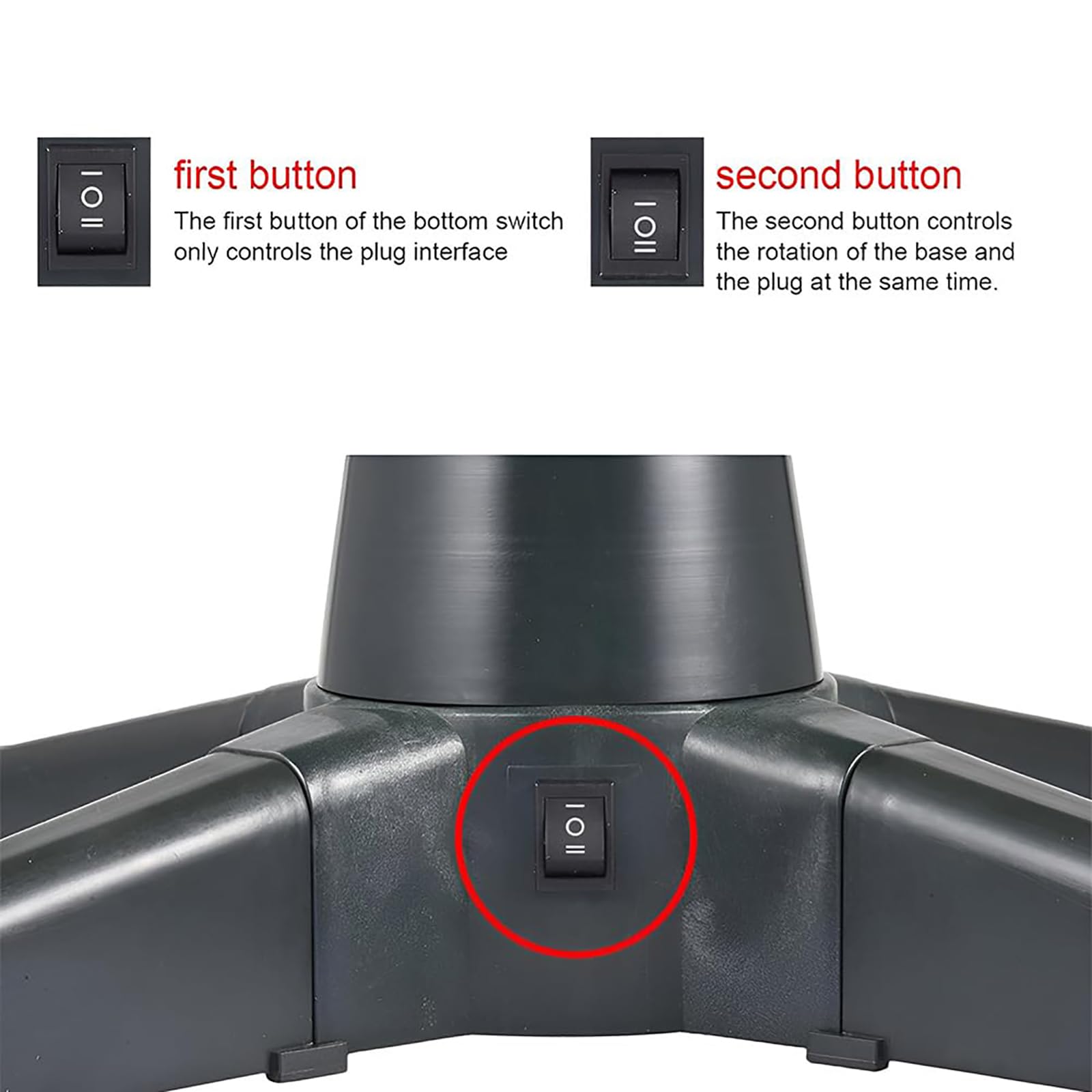 Patas de árbol fijas del árbol de Navidad eléctrica, soporte de árbol de Navidad giratorio, se puede ajustar en dos niveles Base giratoria de 360 grados, se ajusta a los tamaños de los polos 0.9 en-1.