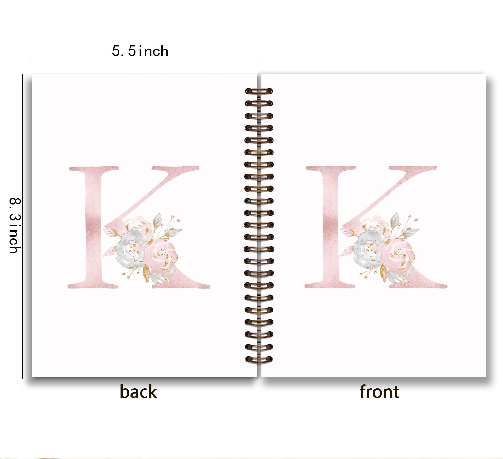 KDHTY Coquette - Cuaderno con espiral personalizado con inicial K, regalo de moda rosa para adolescentes, cuaderno monogramado para mujeres, adolescentes, niñas, cuaderno de espiral de tapa dura con