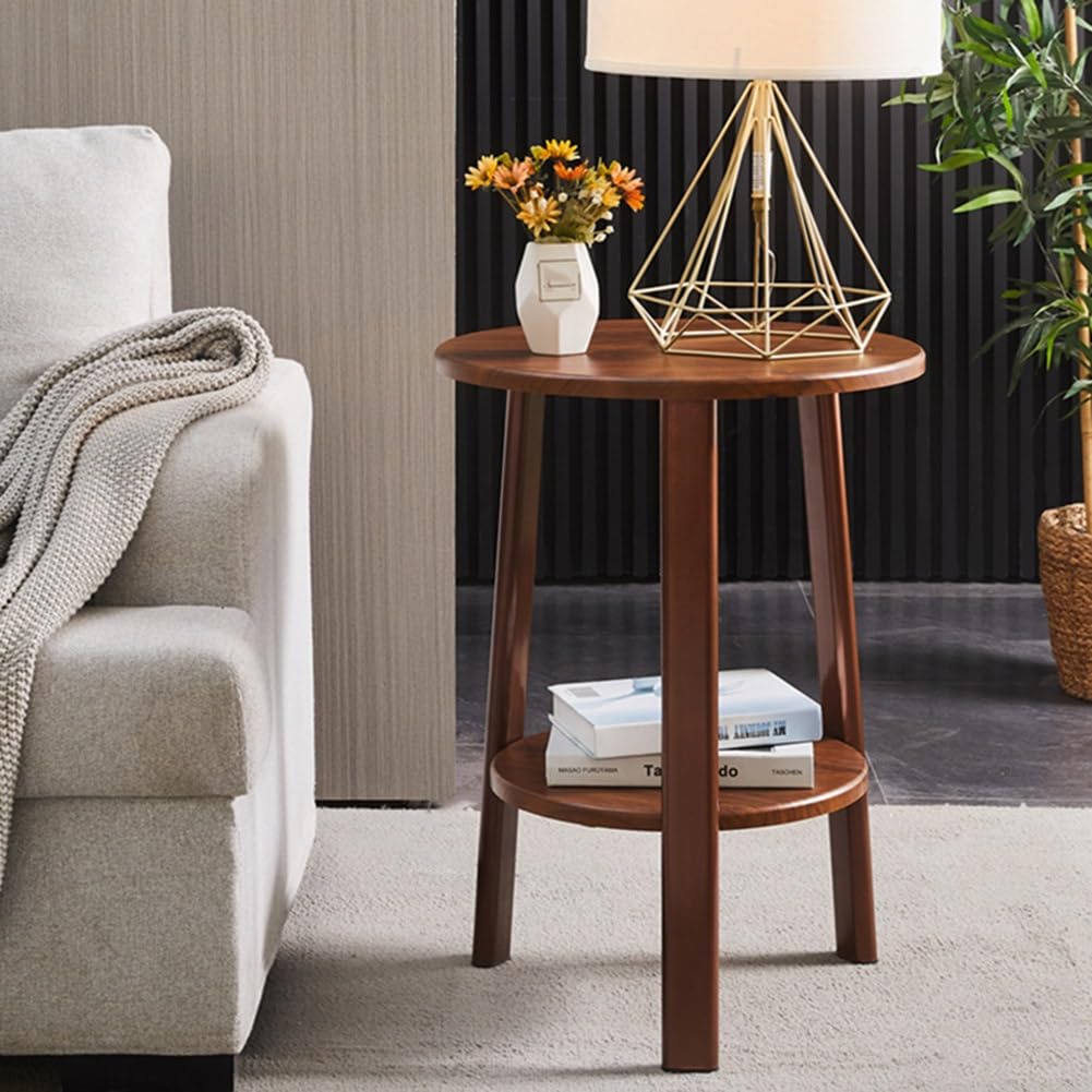 Amazon｜2段 丸 サイドテーブル ナイトテーブル コーヒー テーブル 円