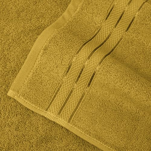 Image of Elegant Comfort Three Line Popcorn Extra Large Luxury Bath Towel - 40 inch x 80 inch inch, Premium Hotel Spa Quality 1 Piece Oversized Bath Sheet 100% Turkish Cotton Super Soft Highly Absorbent, Amber Gold