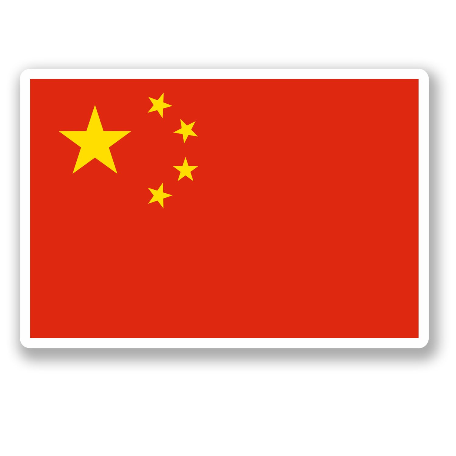 2 x China Chinese Flag Vinyl Sticker Luggage Travel Bike Laptop Asia Gift #4639 (10cm Wide x 6.8cm Tall)