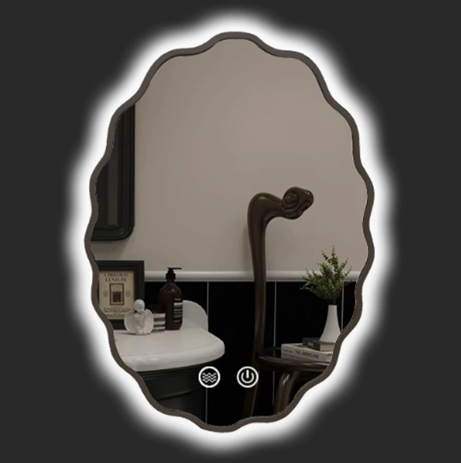 Miroir de courtoisie rétroéclairé antibuée pour en finir avec la buée YVYKFZD