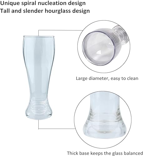 Miniatura 5 de Vasos de plástico Pilsner 16 oz irrompibles clásico vasos de cerveza vidrio transparente sin BPA juego de 4