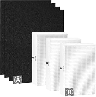 KCOGOO HRF-R3 HPA300 Replacement Filter: Compatible with Honeywell HPA300 HPA304 HPA5300 HPA 8350 Air Purifier - 3 Ture HEPA Filters and 4 Carbon Pre-filters