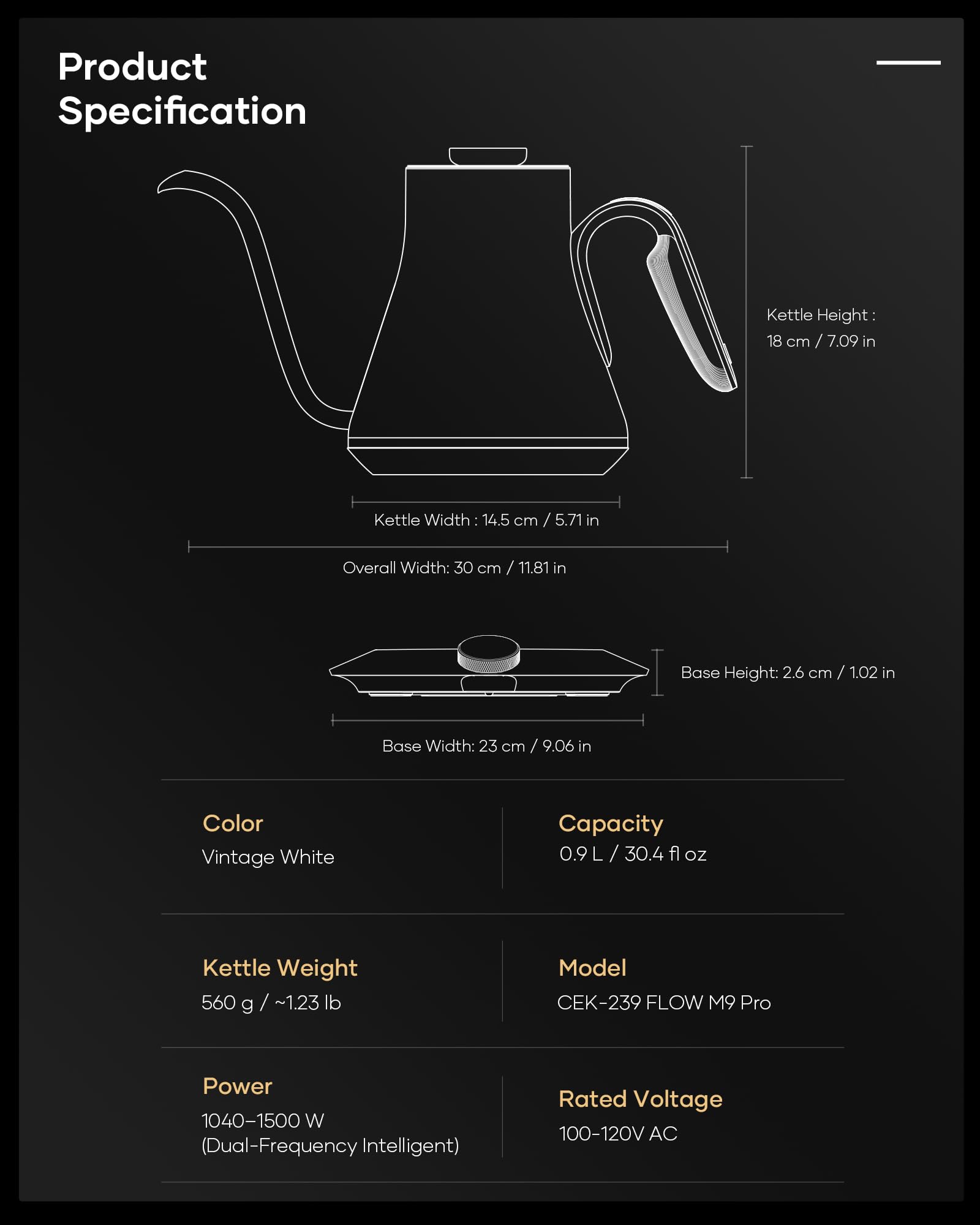 Cocinare x Chanoir Gooseneck Electric Kettle, ±0.5°F Precision Temperature Control for Pour-over Coffee & Tea, 0.9L, Limited Artist Collaboration