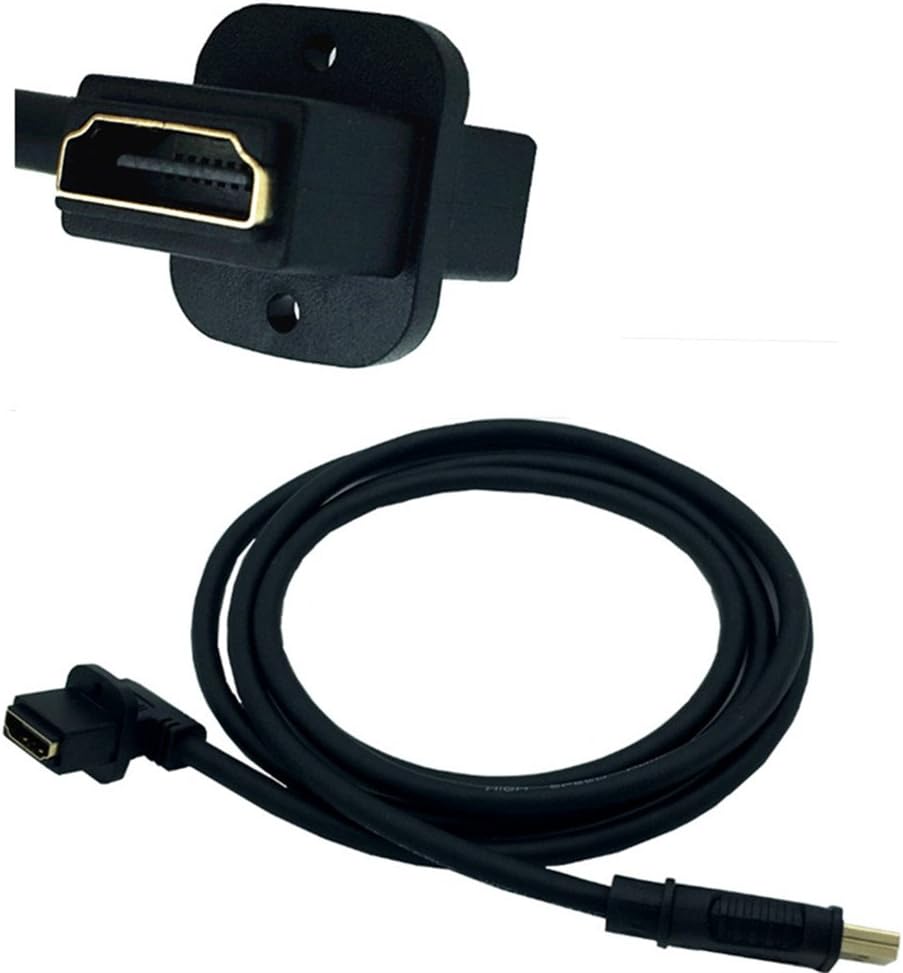 LARRITS 1.5m High Speed HDMI Male To Female Extension Cable With Panel Mount 4K 60HZ Ultra HD With 90 Degree Left Angle Support 4K Ethernet HDR 1080P 3D For HDTV PS4 Xbox Projectors Laptop Monitor