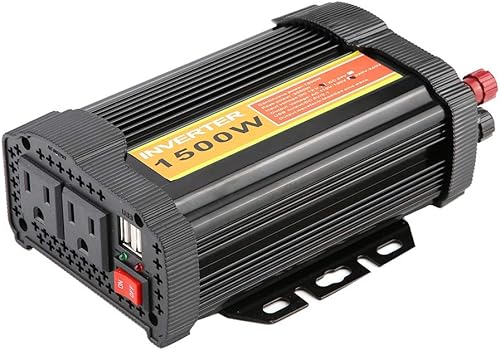Miniatura 5 de Qiilu Inversor de corriente para automóvil de 1500 W, 12 V CC a 110 V CA, 1500 W, compatible con automóvil, negro, 1 paquete