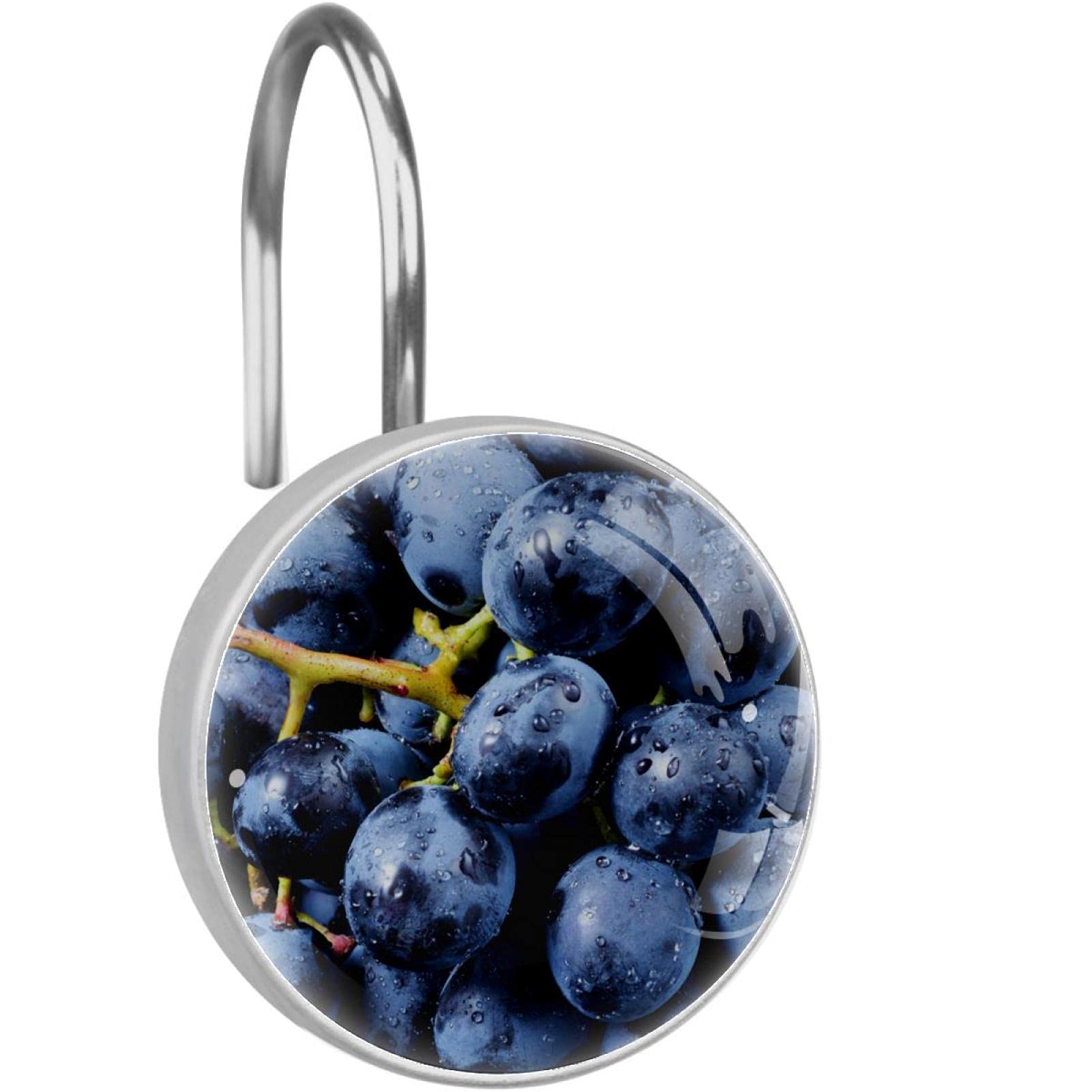 Crochet pour rideau de douche salle de bain en acier inoxydable avec motif fruits violet