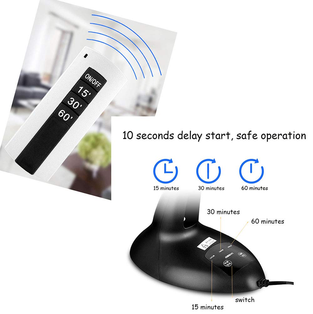 Lampa bakteriobójcza do dezynfekcji UV-c, trzybiegowy timer + inteligentny pilot + 10 sekund opóźniony start, przenośne światło do sterylizacji UV bez ozonu, 36 W