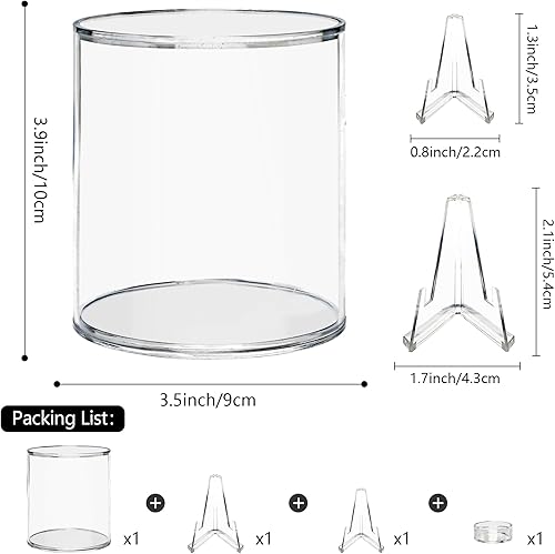 Miniatura 3 de Cilindro de exhibición de béisbol, vitrina acrílica más grande de 3.5 pulgadas de diámetro con soporte interior reemplazable para anillo de béisbol
