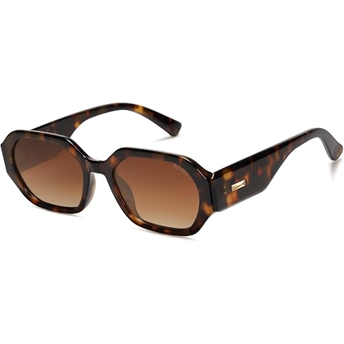 SOJOS Retro Polarized Sunglasses Rectangle For Women Men SJ2232 | Trendy Womens UV400 Narrow Square 90s Shades