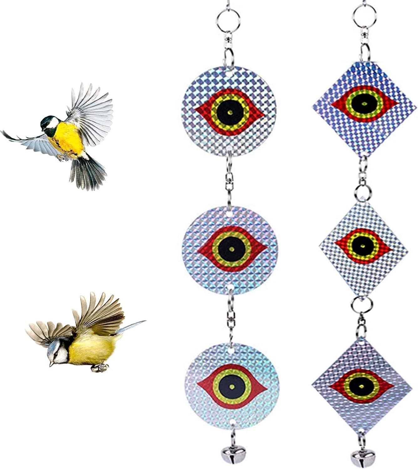 Bird Scarers Bird Repellent for Garden, Bird Repellent Pigeon Deterrent for tree, Hawk eye Bird Deterrent Hanging Reflective Pigeon Scarer for Balcony Scare Birds Away From Deterrent Repellent Disks