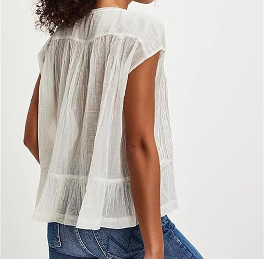 Women Pleated Crop Tank Tops Sleeveless Bow Tie Babydoll Peplum Shirt Going Out Blouse Loose Summer Vacation Vest - Image 2