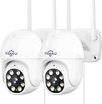 Hiseeu 2K 360° Zoom Pan/Tilt/Digital WiFi Caméra de sécurité en plein air,Suivi des mouvements, Lumières volantes,3MP 2.4G WiFi Caméra,Alarme de lumière, vision nocturne couleur, Vue à distance PC & Mobile, Caméra de sécurité audio à deux...