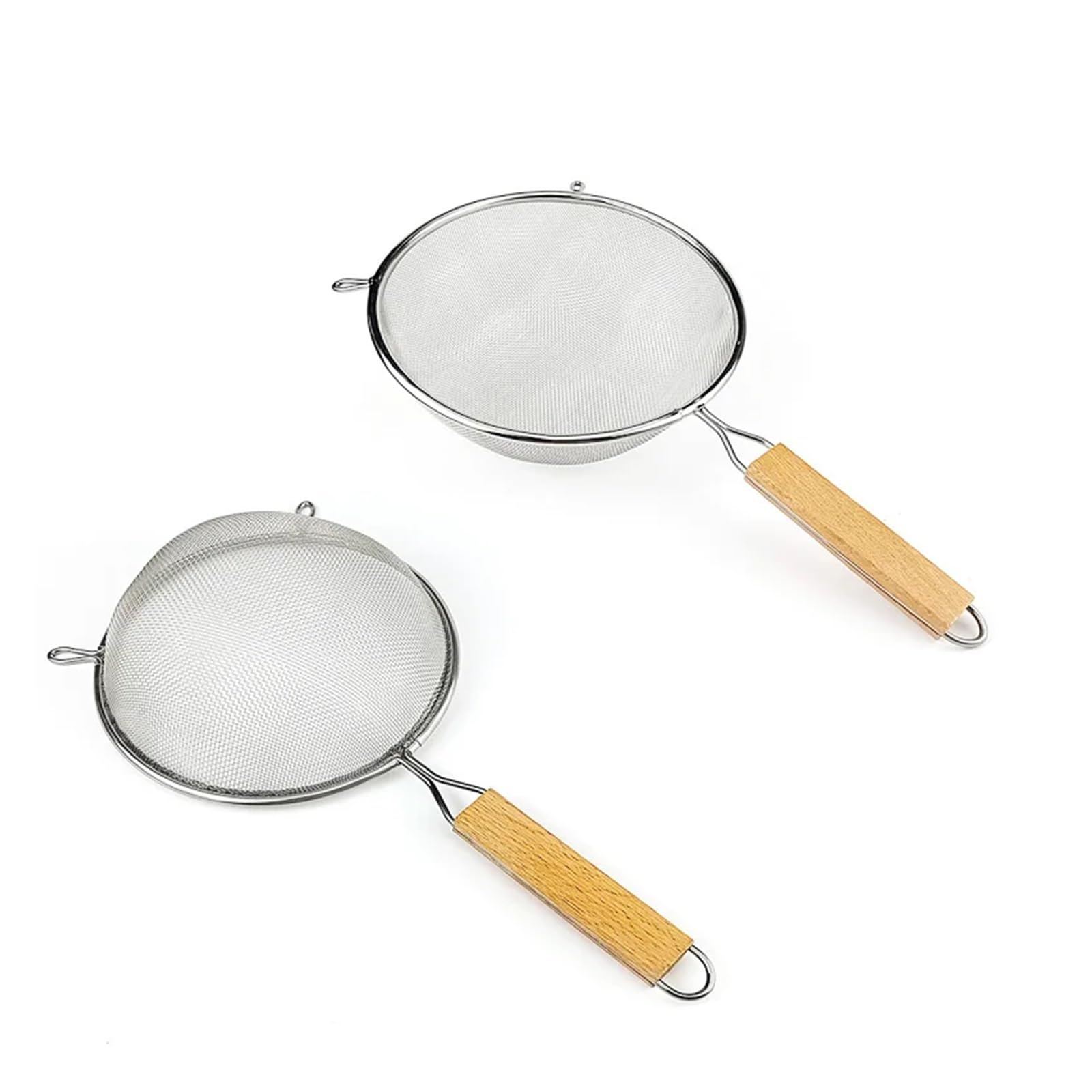 colino inox 1-3 pezzi setaccio in acciaio inossidabile con manico in legno filtro a maglia fine scolapasta filtraggio residui alimentari(Type3)