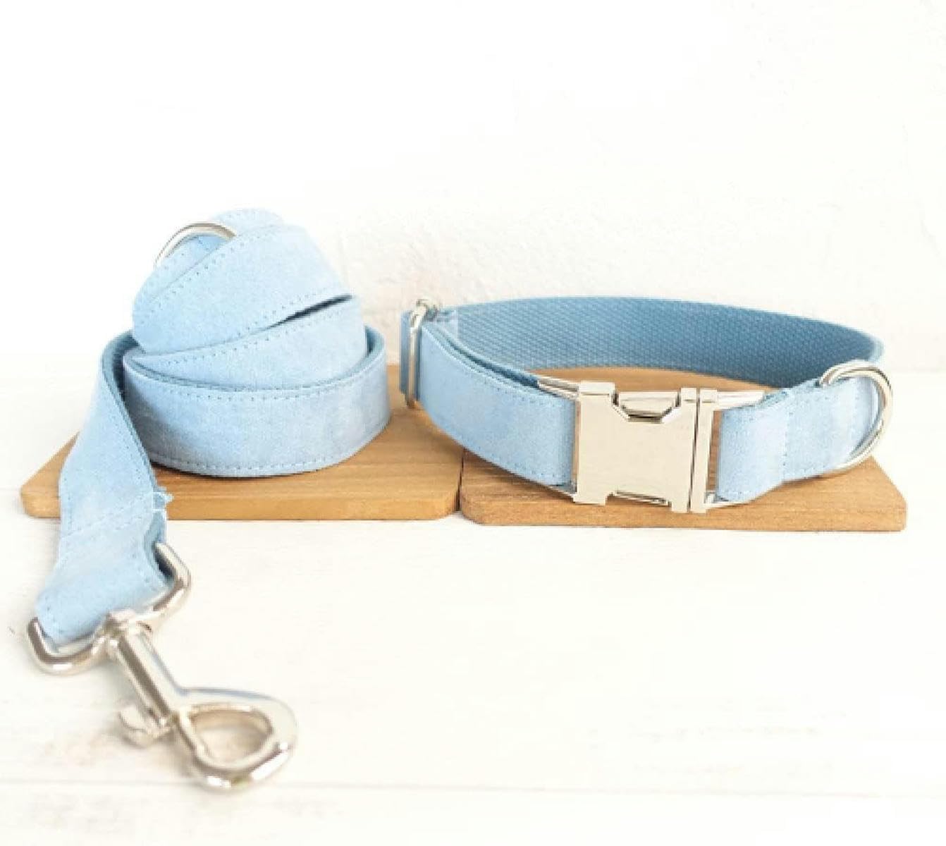collare collare poly satin e nylon blu 5Taglie collare e guinzaglio per cani, collare per cani, L-Set collare e guinzaglio per cani-S