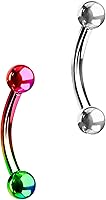 Vista 9 de Juego de 2 anillos para ombligo: 0.49 onzas 5/16 pulgadas acero quirúrgico curvado Barbells, 0.118 pulgadas con extremos en bolas