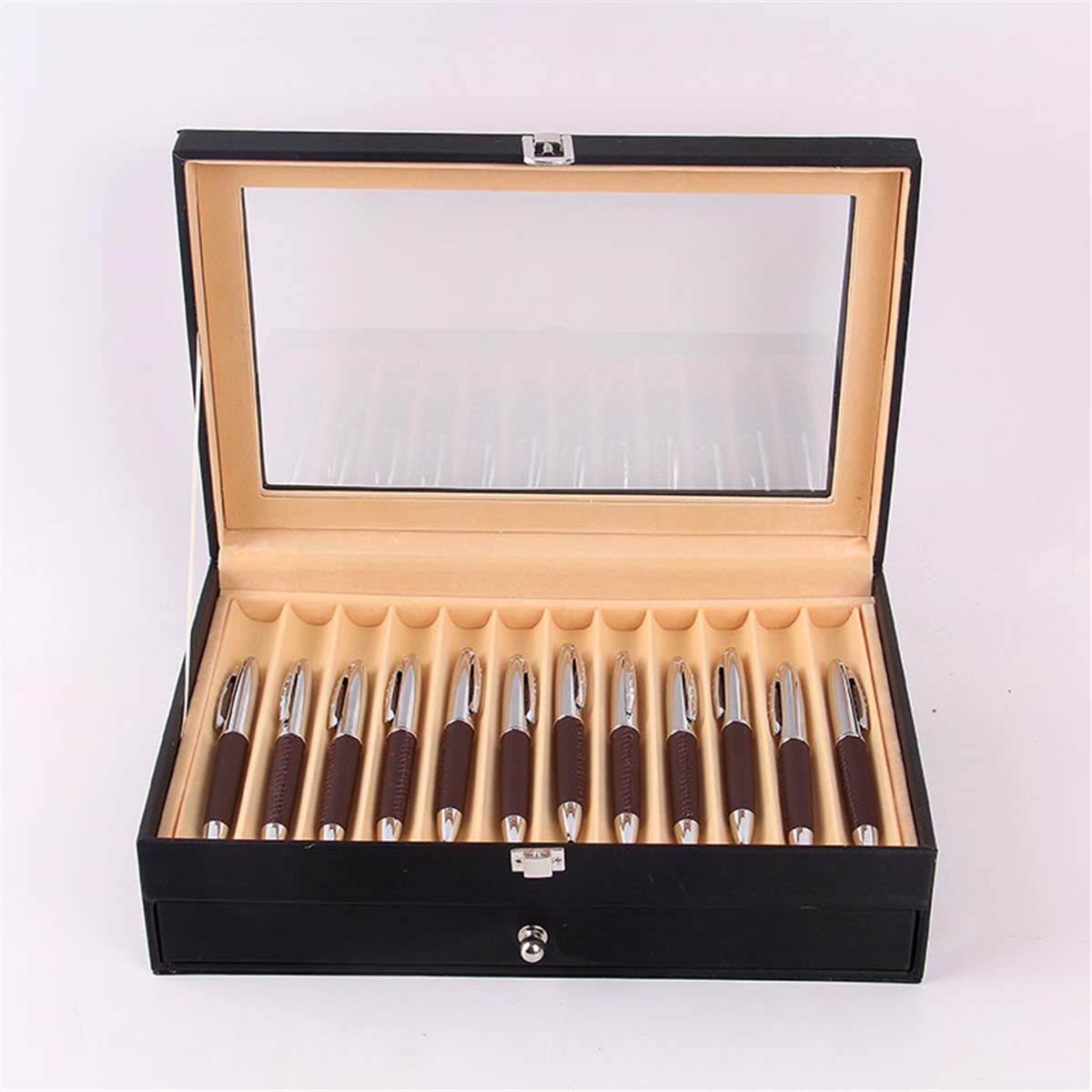 ChaRLes Scatola portaoggetti da 24 contenitori portadocumenti porta penne Scatola portaoggetti da tavolozza penne in pelle organizer - 43.04