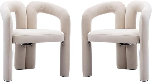 SZLIZCCC Juego de 2 sillas de comedor modernas, sillones de tela de terciopelo beige para sala de estar, comedor, cocina