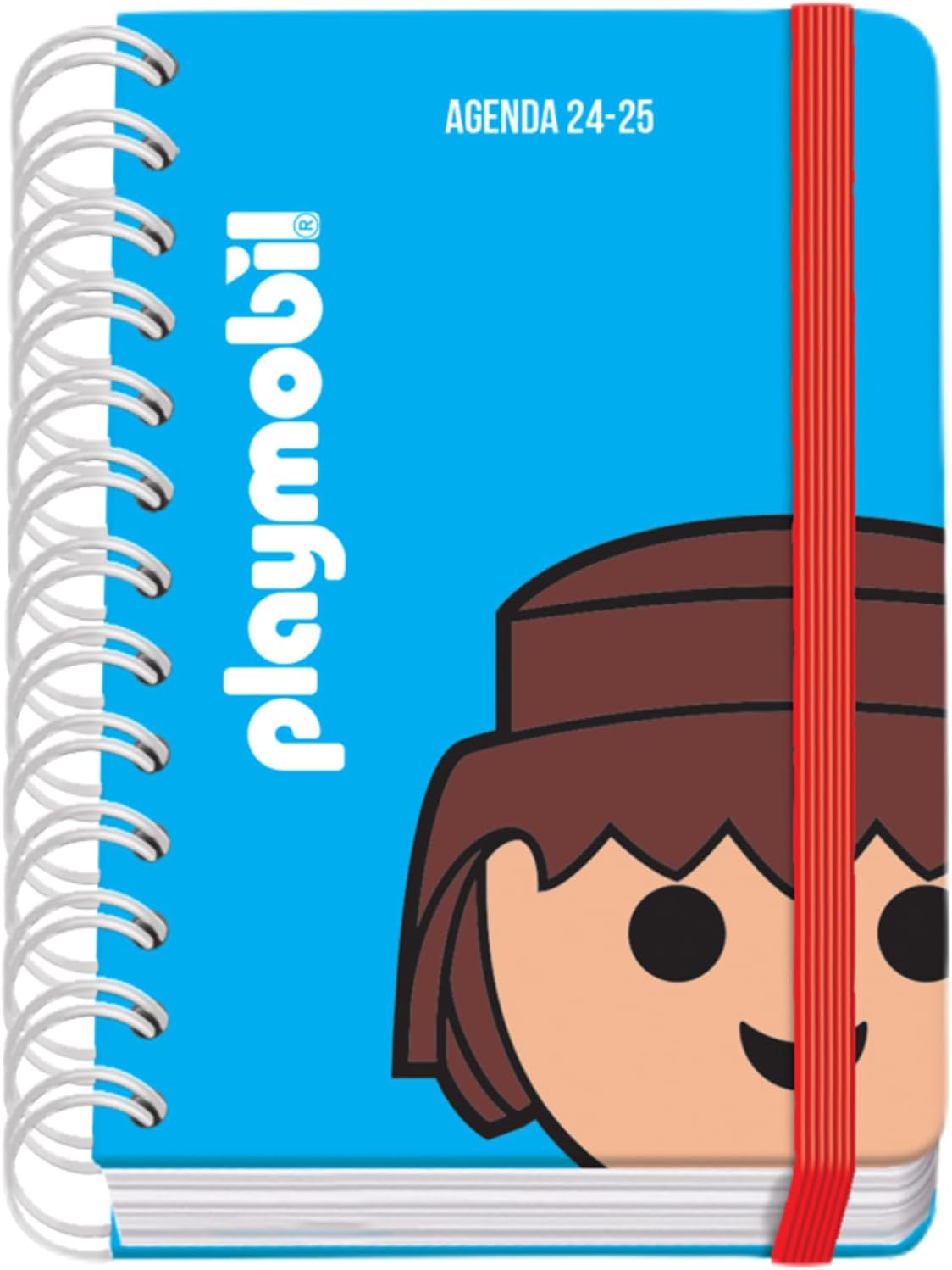 Dohe - School Diary 2024 2025 – Day by Page, Size A6 (12 x 17 cm), Ring Closure and Rubber, Spanish and English, 4 Sticker Pages, September to June, School Supplies - Playmobil Core
