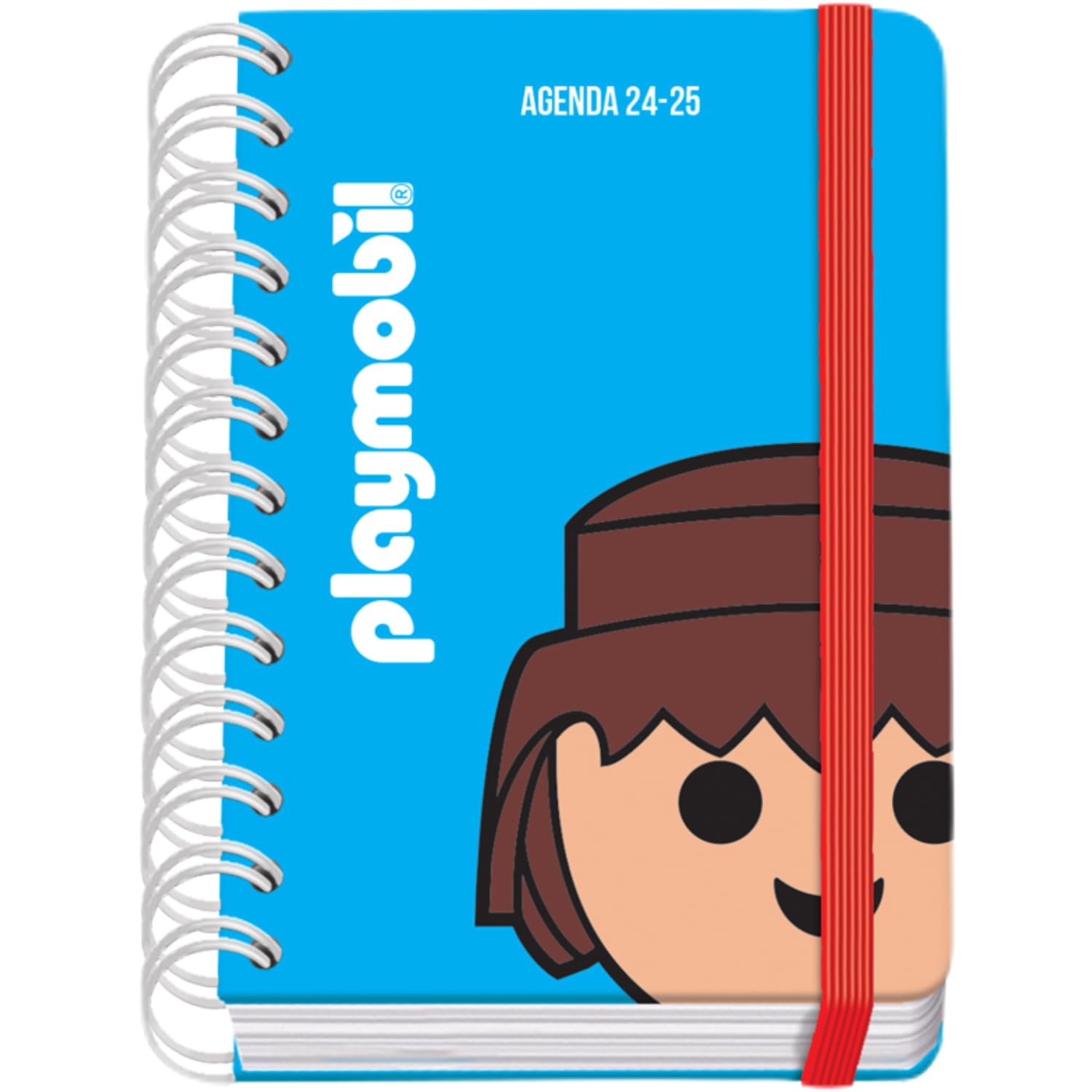 Dohe - Agenda Escolar 2024 2025 - Día por Página, Tamaño A6 (12x17 cm), Cierre Anillas y Goma, Español e Inglés, 4 Páginas de Pegatinas, Septiembre a Junio, Material Escolar - Playmobil Core