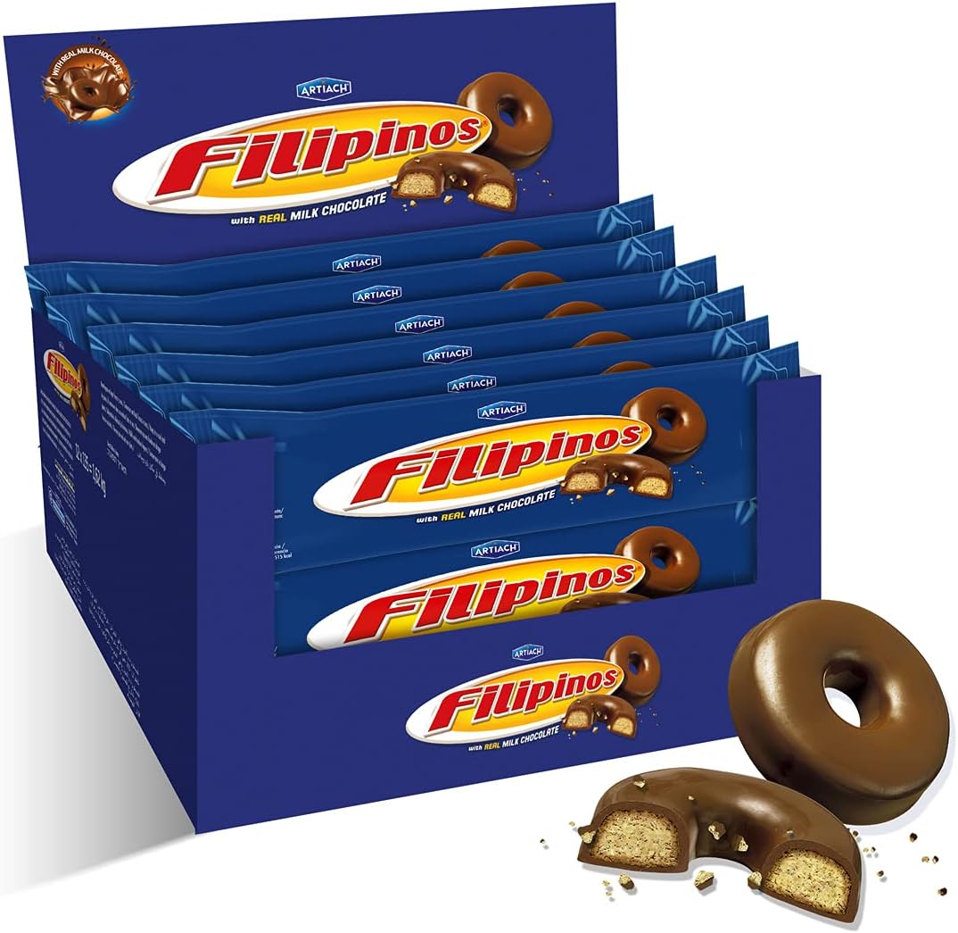 Crispy Cookies Dipped in Milk Chocolate 128g [Pack 12] - The perfect combination between authentic milk chocolate and crispy biscuits.