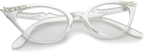 Miniatura 5 de zeroUV Gafas de ojo de gato con cristales transparentes con diamantes de imitación retro para mujer, 2.008 in