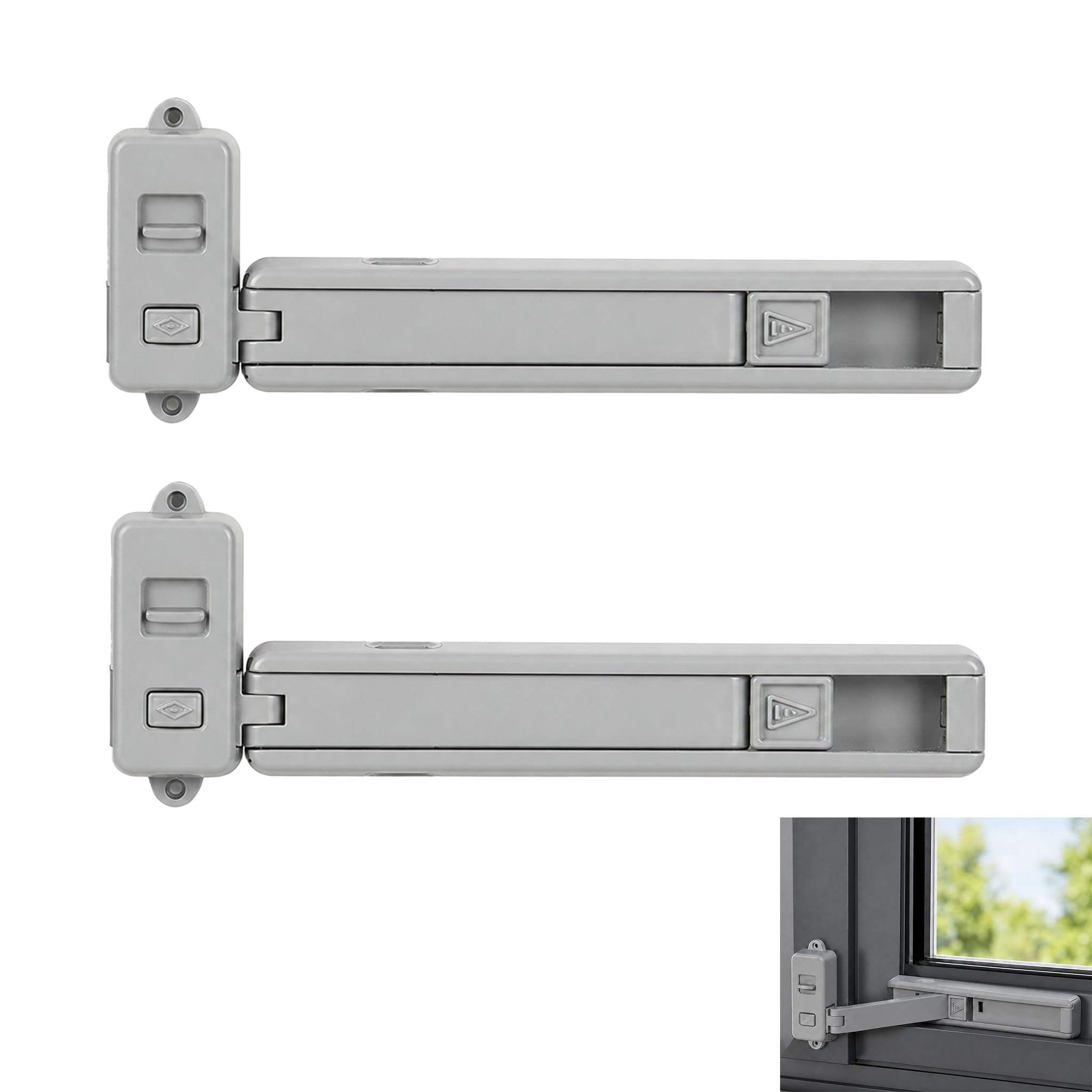 VBK 2Pcs Window Restrictor Safety Lock, Self-Adhesive No Drilling Tools Required for UPVC Windows, ABS Strong Protection Pets Cats Secure, Easy to Install Sliding Tilt Turn Windows White Grey