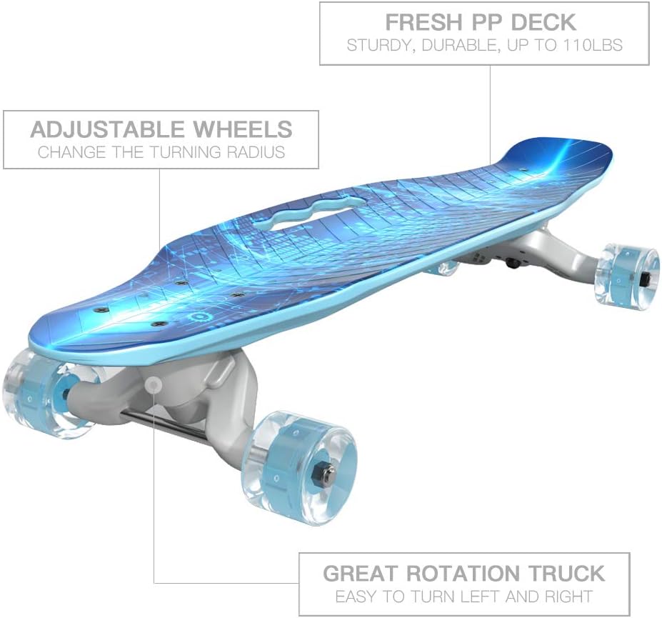 OLEIO Mini Cruiser Skateboard, 23.2 Inches Plastic Mini Classic Skateboard,with Bendable Deck and Smooth Colorful PU Wheels,Cruiser Board for Kids Boys Girls Youth Beginners