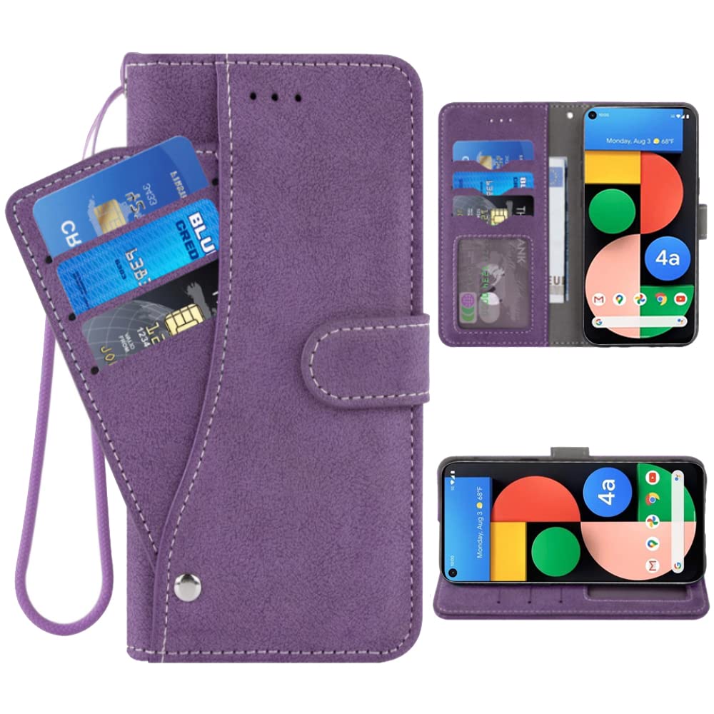 ELISORLI Custodia A Portafoglio Con Cinturino In Pelle Per Google Pixel 4a 5G – 6 Slot Tessere, Supporto, Chiusura Magnetica – Nero - 3