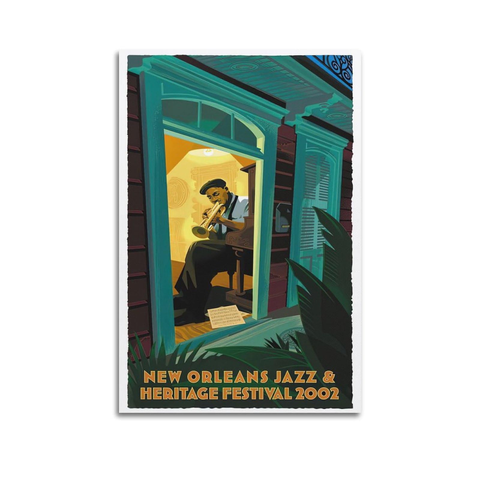 Nohf Unframe-Style Vintage Gig Poster New Orleans Jazz Heritage Festival Poster Wall Art Print Retro Aesthetic Room Decor Office Decorations 16X24inch(40X60cm)