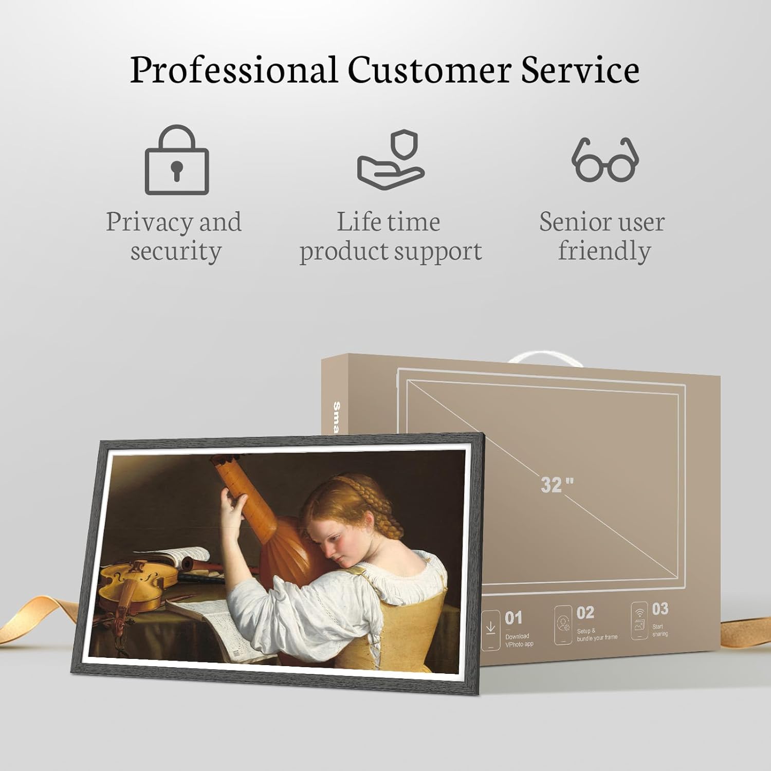 BSIMB product box with icons for privacy and security, lifetime product support, and senior user friendly features