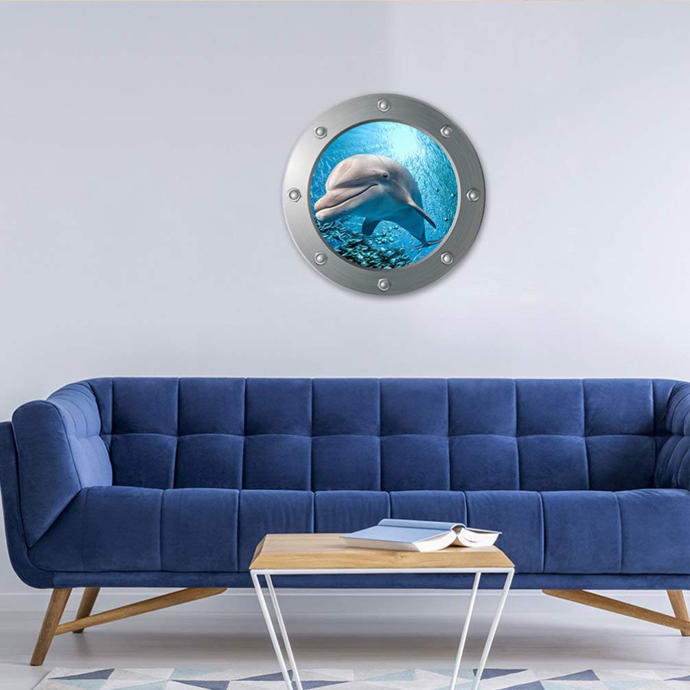Stickers Decorativos De Ventana Submarina Diseño De Delfines Para Habitaciones Infantiles y Salones Pegatinas Extraíbles Para Decorar El Hogar
