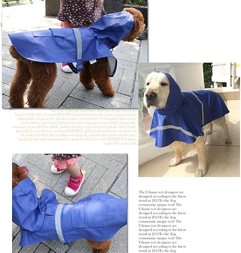 Miniatura 5 de NACOCO - Impermeable ajustable para perros, poncho a prueba de agua, ropa ligera para lluvia con capucha y tira reflejante, xxL, Azul