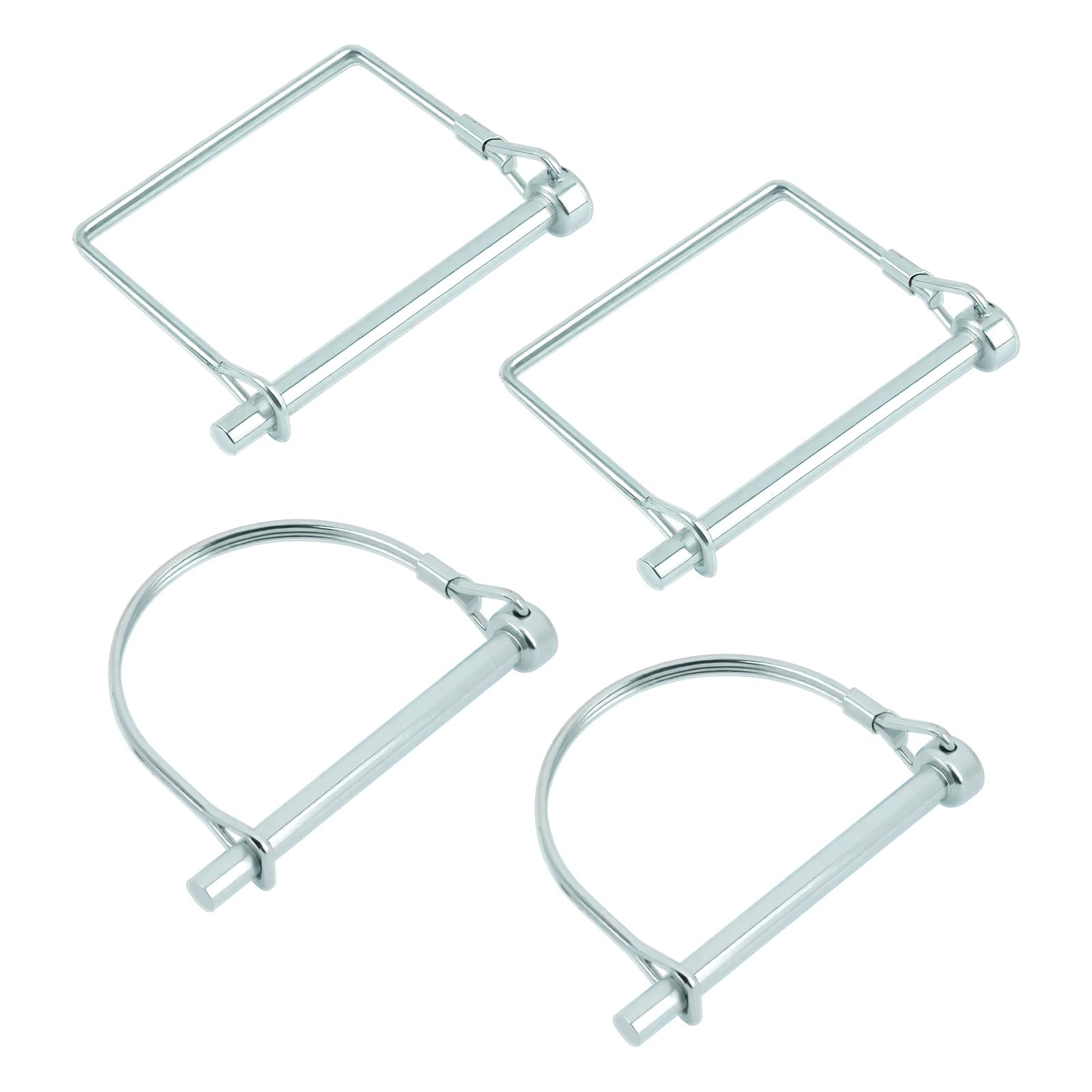 Figpade 4PCS 1/4" Trailer Hitch Pin Kit with 2* D-Shape & 2* Square,Carbon Steel Trailer Pins Provide Strong Connections,Specialized Trailers Coupler