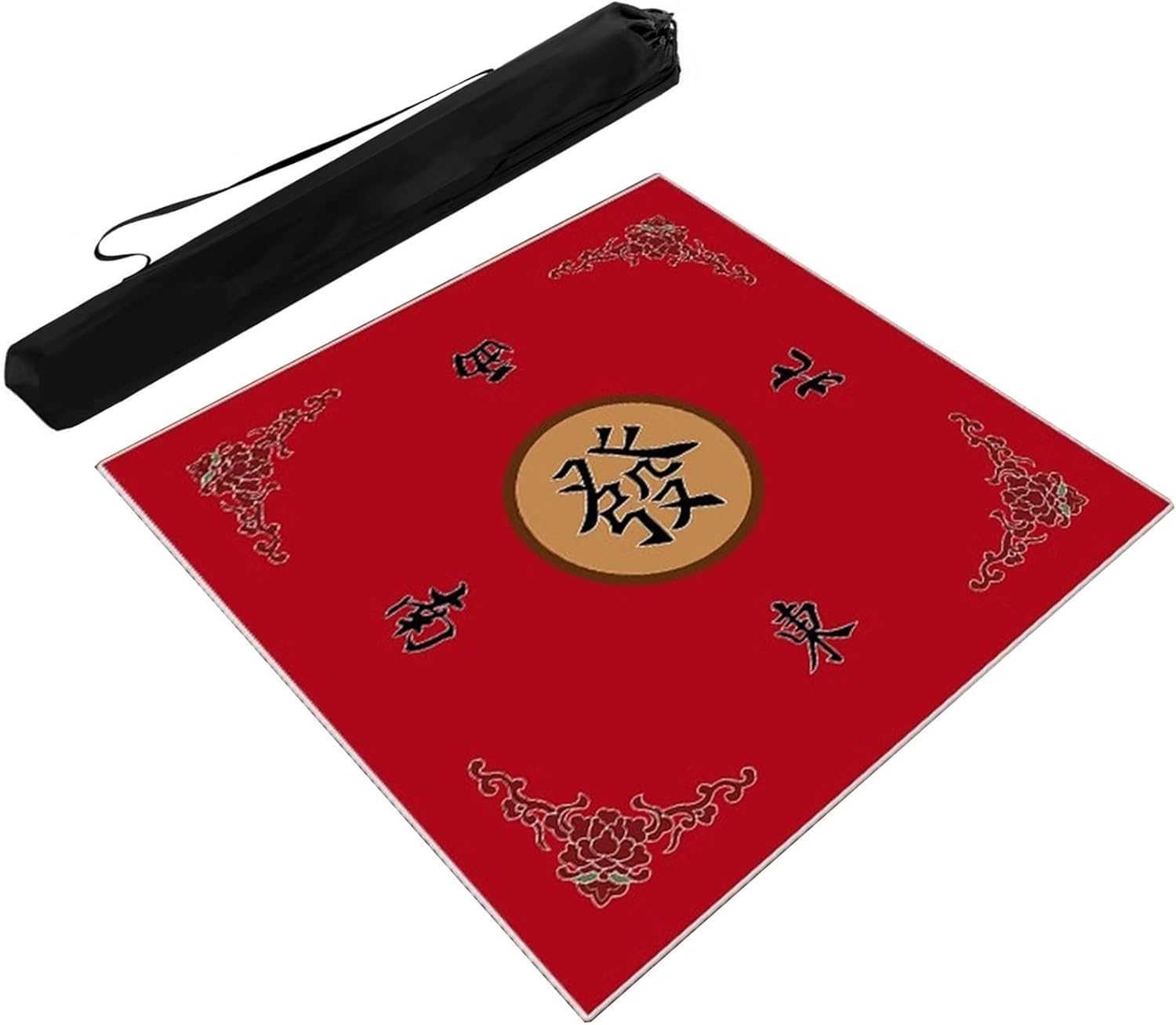 Spielmatte mit Schutz und Tasche for Mahjong Poker Dominosteine in Mehreren Farben und Größen(Red,47.24x47.24 in)