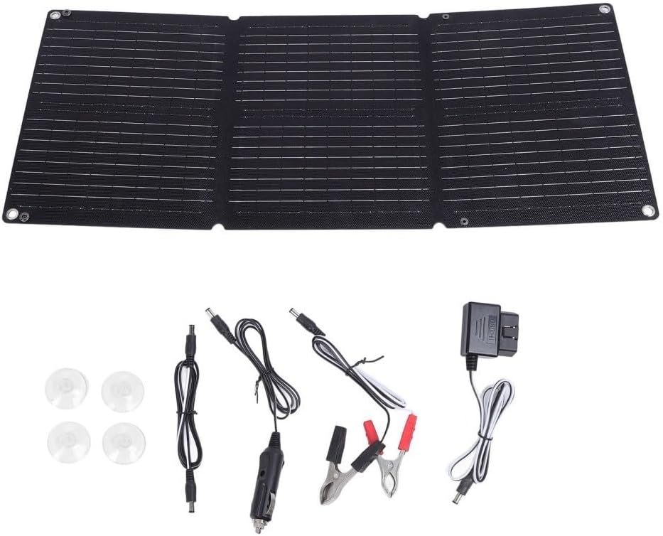 90W Foldable Monocrystalline Solar Panel with ETFE Coating and 30A Controller for 12V/24V Battery Charging, Portable Triple-Folding Design for Car, RV, Camping, Outdoor Power Supply(B)