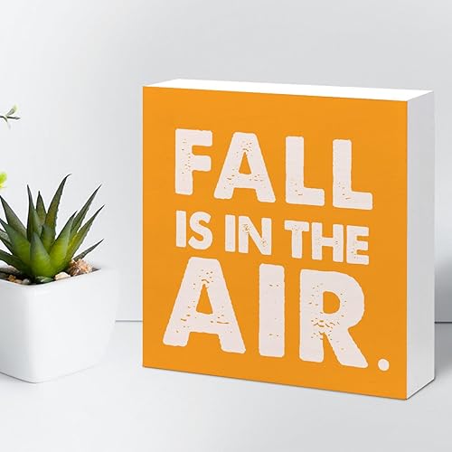 Miniatura 72 de Decoración de escritorio de otoño, Groovy Gobble Gobble Fall Thanksgiving Wood Block Sign Decoración de escritorio, caja de madera rústica de