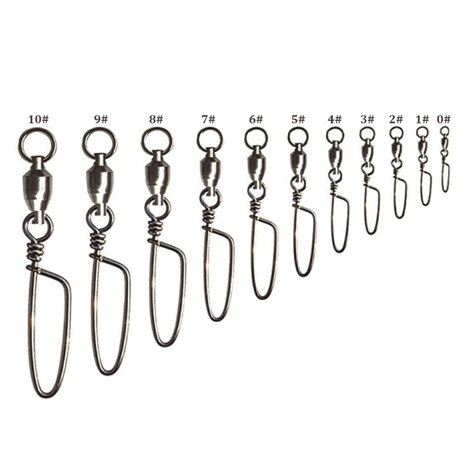 TOPINDFishing Ball Swivel with Coastlock Snap, Stainless Steel, Copper, Silver Coating Welded Ring Saltwater Fishing Tackle Hook Line Connector Snap Swivels(20Pcs) (2#20pcs)