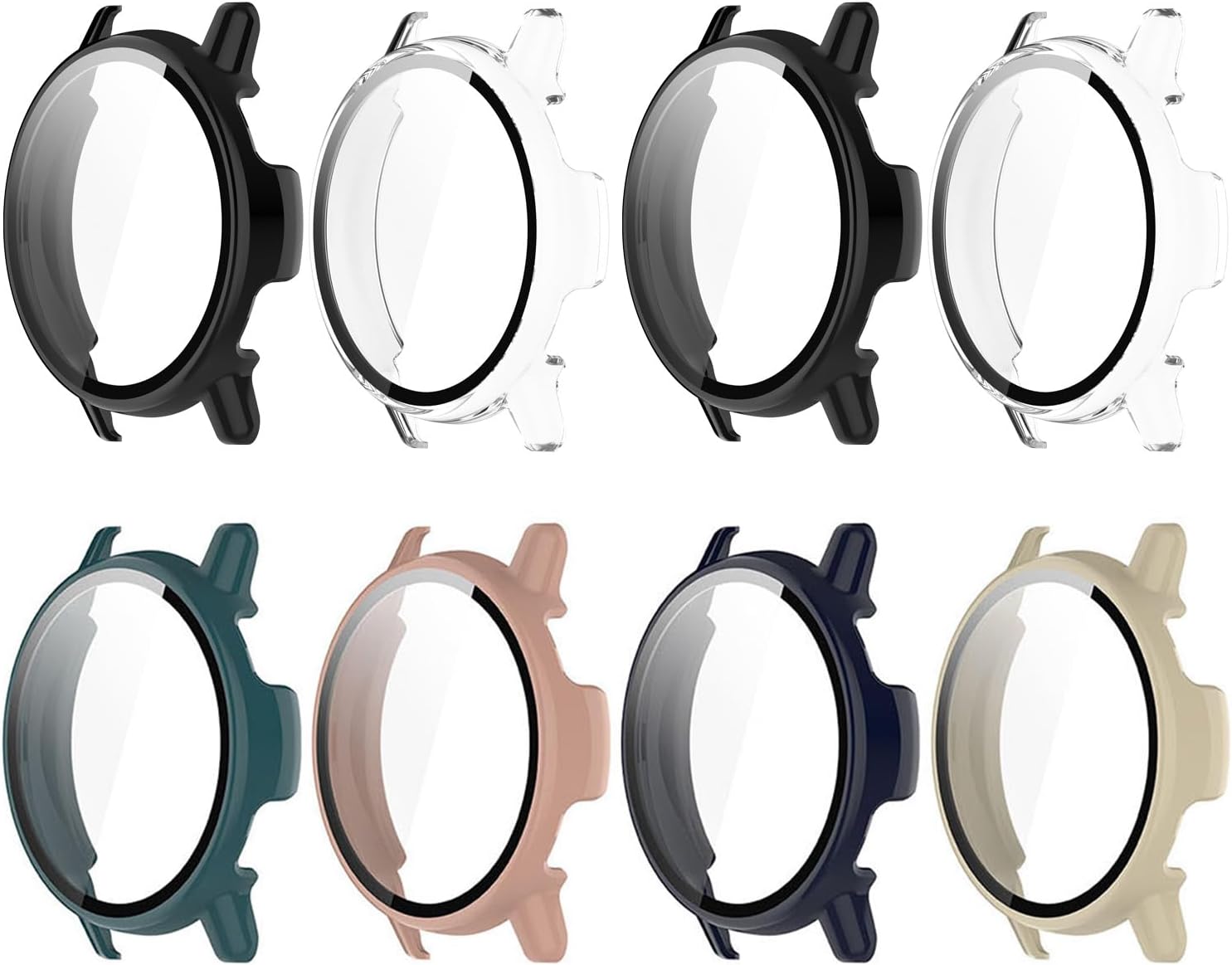 8 Pack Case for Garmin Vivoactive 6 Screen Protector, Hard PC Bumper Overall Protective Tempered Glass Cover Accessories for Garmin Vivoactive 6 SmartWatch