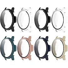 8 Pack Case for Garmin Vivoactive 5 Screen Protector, Hard PC Bumper Overall Protective Tempered Glass Cover Accessories for Garmin Vivoactive 5 Smart Watch