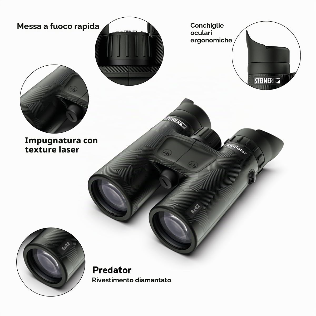Steiner Binocolo Predator, versatile e leggero, per caccia, per cacciatori di inizio stagione o con copertura pesante