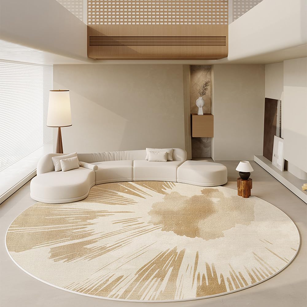 Tapis de salon rond décoratif aux finitions soignées pour bureau