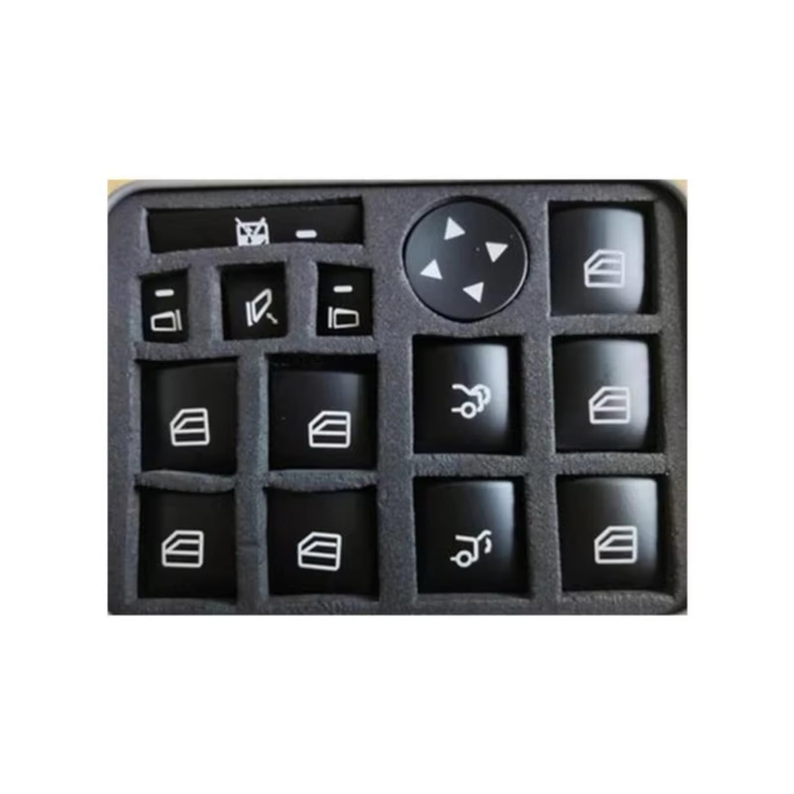 Car Interior Moulding Trim for Benz A B C E for GLE for GLA for CLA for GLK W176 W204 W212 W166 W218 Car Window Lift Button Frame Sticker(Black Cover)