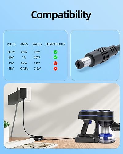 Miniatura 2 de Cargador de CA de 26 V apto para iwoly C150 inalámbrico Aspiradora Cable adaptador de corriente de repuesto (no apto para Kenmore DS4015, MeBak5)