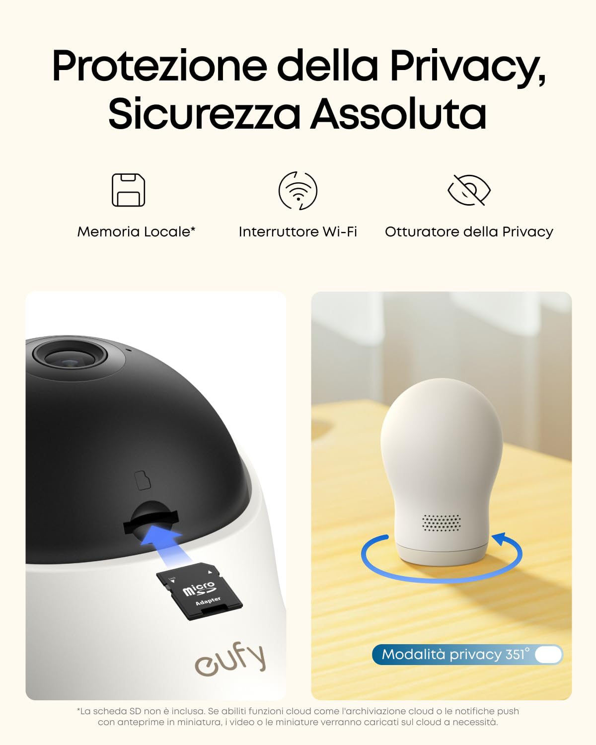 eufy Security C10: Monitor 2K, LCD 4,5" 480p, Zoom x4, Pan/Tilt, Notte. Ibrido senza Wi-Fi, 12h batt. Rileva moto, pianto, rumori, temp. Audio 2-vie, VOX.