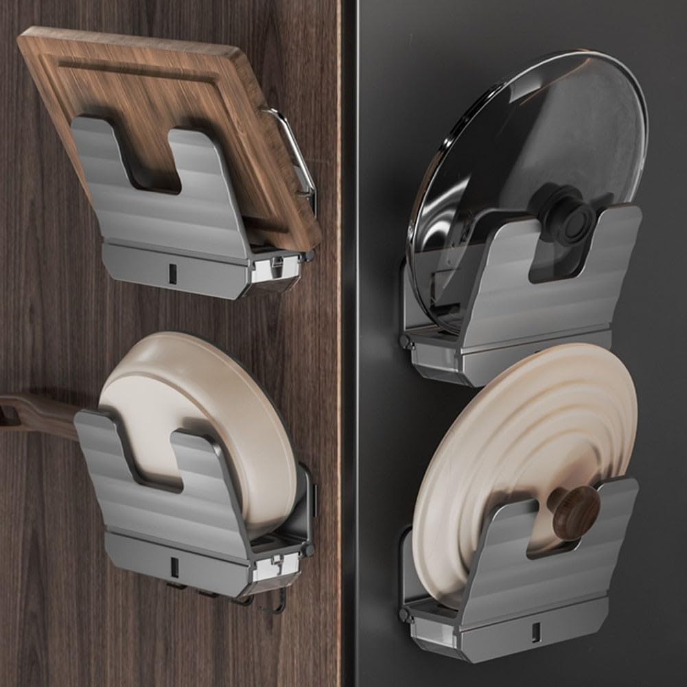 Support Mural Couvercles Casseroles 3 Niveaux - Organiseur Rangement Planches Découpage Cuisine