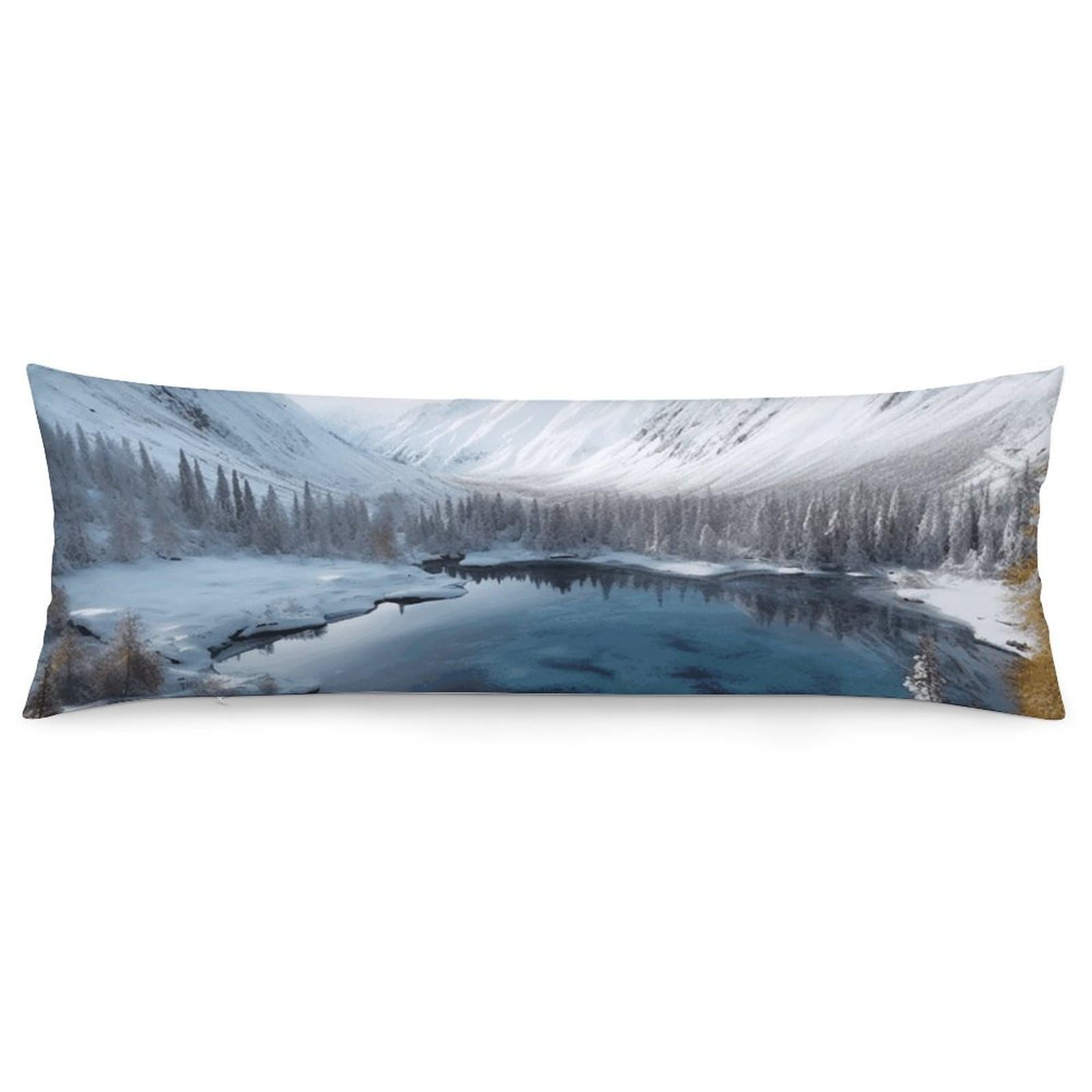 2 Pack Pillow Cases for Hair and Skin, Soft Breathable Pillow Case Covers with Hidden Zipper, Winter Mountains Snow Scene Pillowcase 20"x54" Pillow Covers for Sleeping Gift